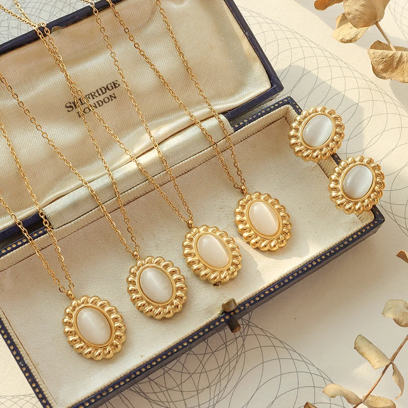Elegant Jewelry Women Fashion Oval Cat's Eye Pendant Necklace Stainless Steel Chain for Women
Elegant Jewelry Women Fashion Oval Cat's Eye Pendant Necklace Stainless Steel Chain for Women