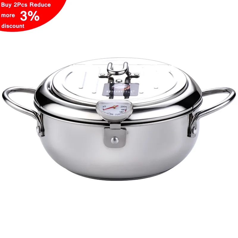 New Japanese Deep Frying Pot with a Thermometer and a Lid 304 Stainless Steel Kitchen Tempura Fryer Pan 20cm 24cm Cooking Tools
New Japanese Deep Frying Pot with a Thermometer and a Lid 304 Stainless Steel Kitchen Tempura Fryer Pan 20cm 24cm Cooking Tools