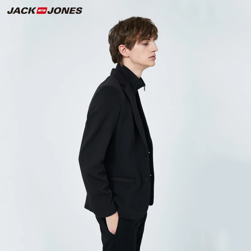 Мужской приталенный пиджак JackJones деловой Повседневный трикотажный на двух