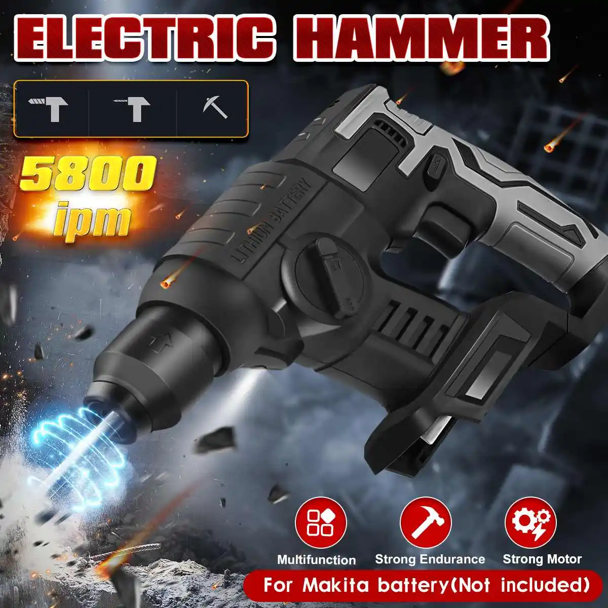 10000bpm 21V Rechargeable Brushless Cordless Rotary Hammer Drill Impact Electric Hammer Impact Drill For 21V Makita battery
10000bpm 21V Rechargeable Brushless Cordless Rotary Hammer Drill Impact Electric Hammer Impact Drill For 21V Makita battery