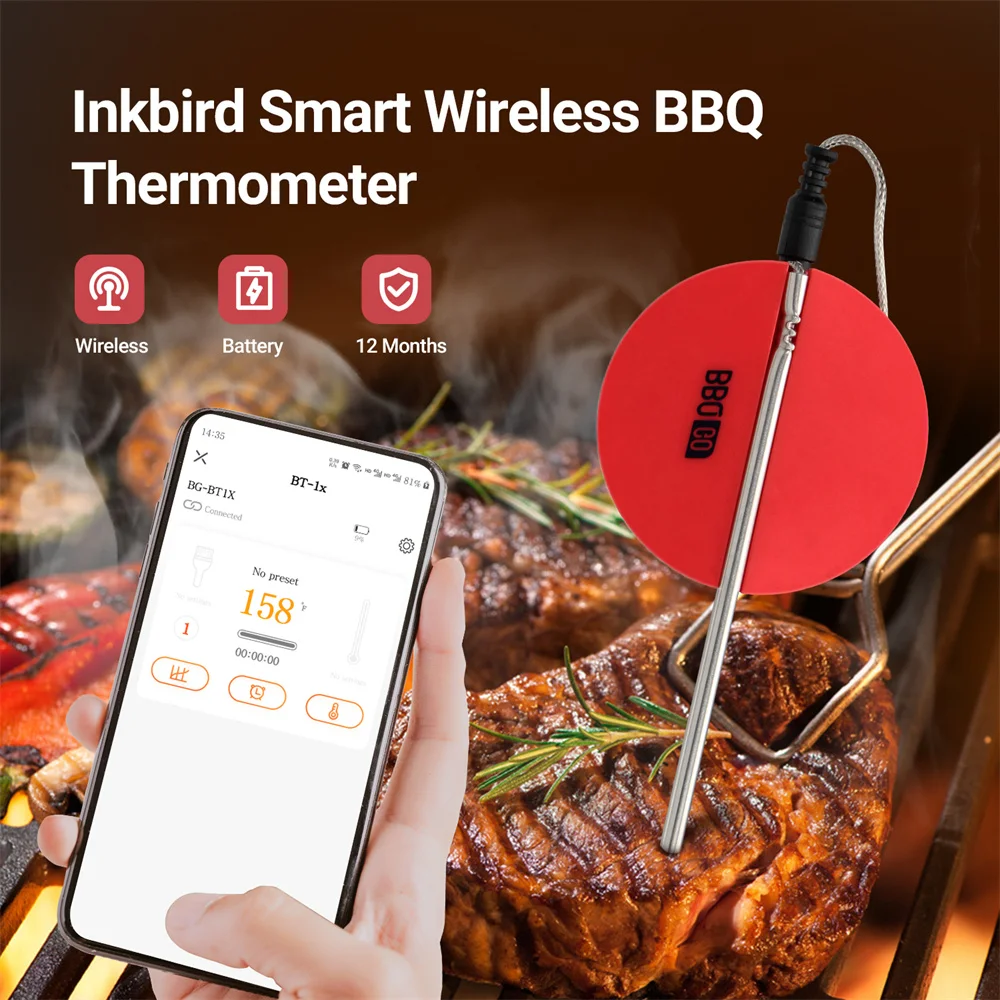 50% Off BG-BT1X Smart Wireless BBQ Thermometer Winding Design Digital Cooking Thermometer With Probe For Grill Android&iOS
50% Off BG-BT1X Smart Wireless BBQ Thermometer Winding Design Digital Cooking Thermometer With Probe For Grill Android&iOS