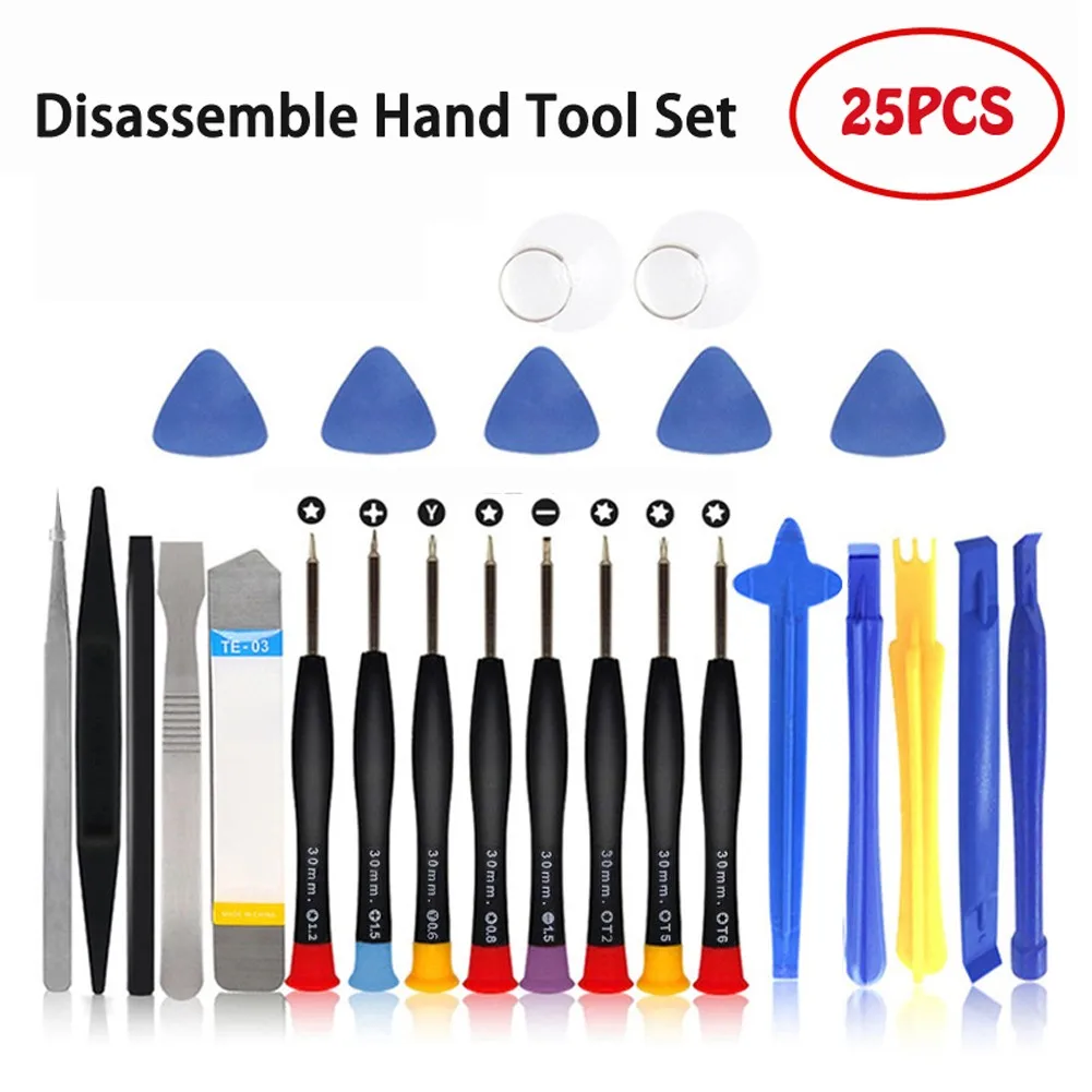 25Pcs Mobile Phone Tablet Repair Opening Tool Kits Screwdriver Tweezer Metal Spudger Crowbar Disassemble Hand Tool Set
25Pcs Mobile Phone Tablet Repair Opening Tool Kits Screwdriver Tweezer Metal Spudger Crowbar Disassemble Hand Tool Set