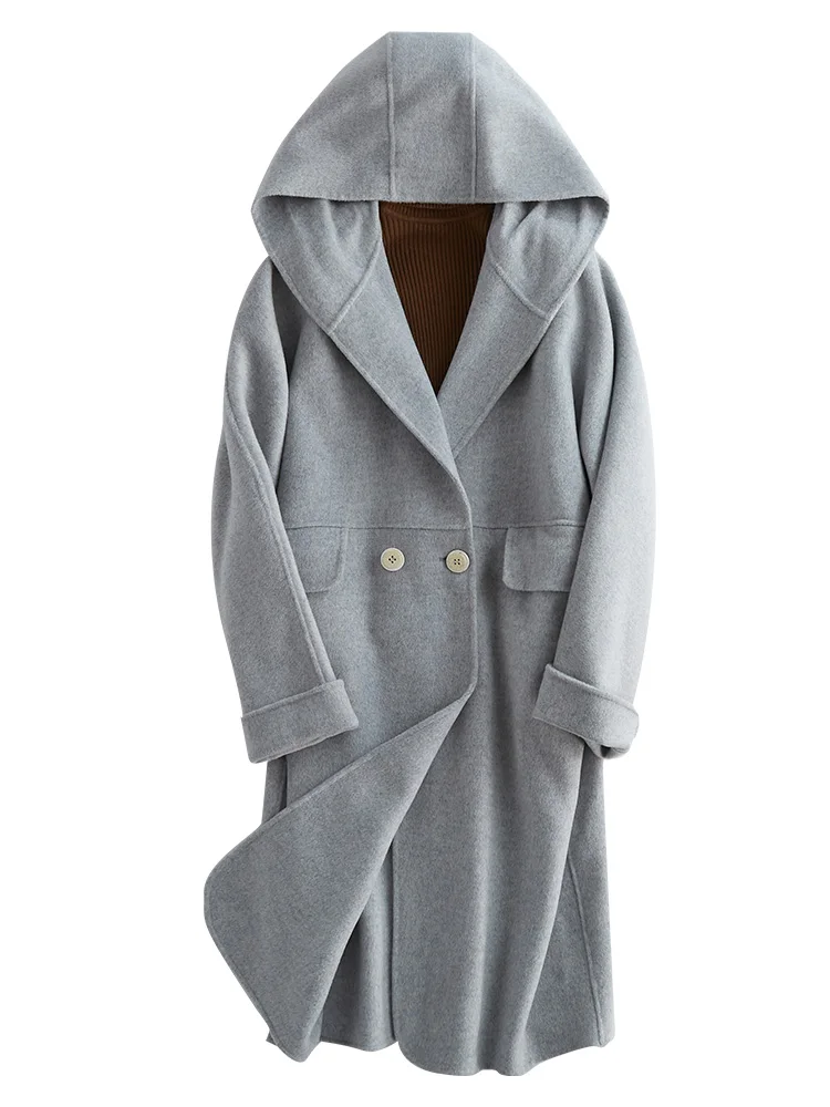2021 Autumn and Winter New Loose Hooded Double Face Nylon Coat Korean Button Long Tweed Coat for Women
2021 Autumn and Winter New Loose Hooded Double Face Nylon Coat Korean Button Long Tweed Coat for Women