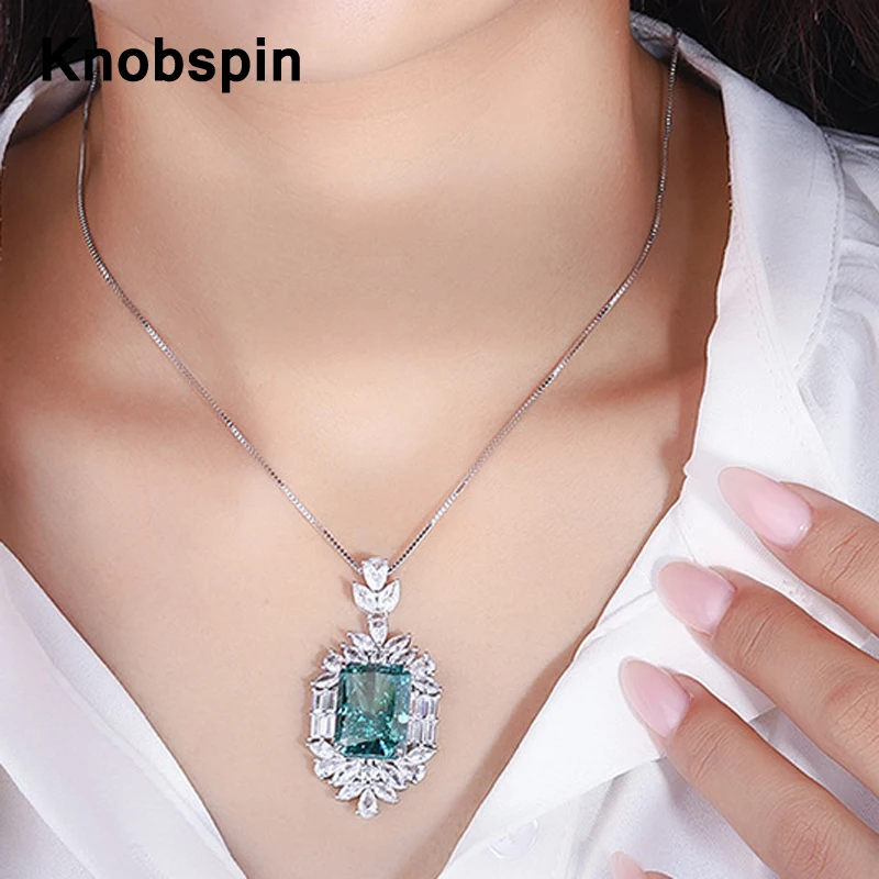 Knobspin 100% 925 Sterling Silver Mint Green 14*10mm High Carbon Diamond Pendant Necklace For Women Wedding Party Fine Jewelry
Knobspin 100% 925 Sterling Silver Mint Green 14*10mm High Carbon Diamond Pendant Necklace For Women Wedding Party Fine Jewelry