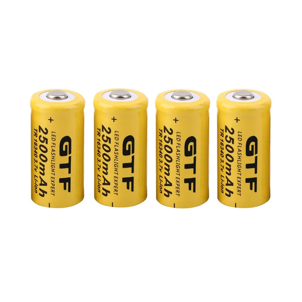 Gtf 4 universal pces 16340 2500 mah 3,7 v li-ion wiederaufladbare scheinwerfer batterien
Gtf 4 universal pces 16340 2500 mah 3,7 v li-ion wiederaufladbare scheinwerfer batterien