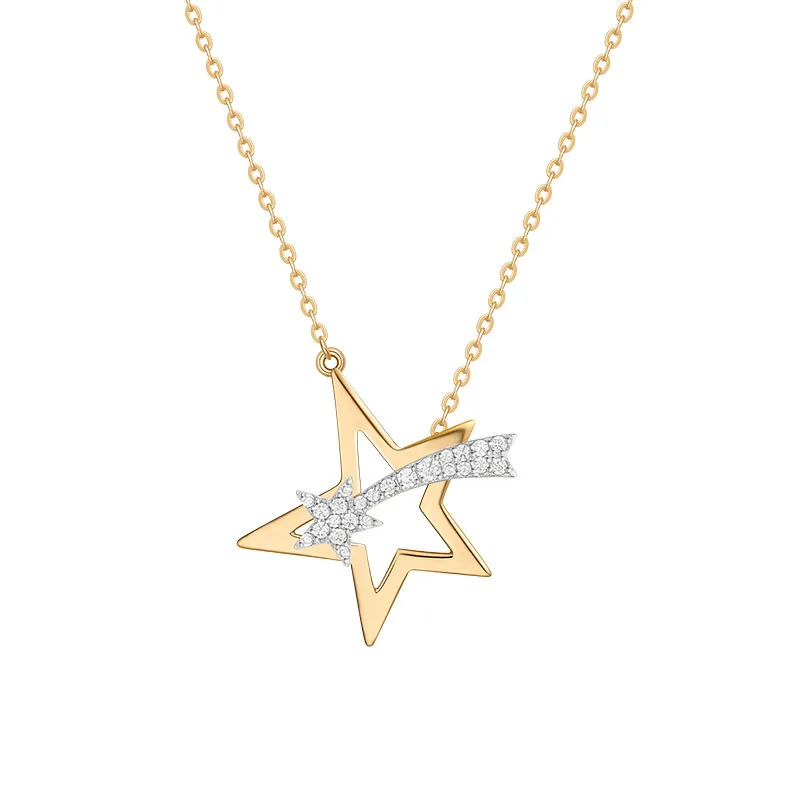 Fashion Real S925 Sterling Silver Yellow Gold Color 5A Cubic Zirconia Twinkling Stars Meteor Necklace Women Party Jewelry
Fashion Real S925 Sterling Silver Yellow Gold Color 5A Cubic Zirconia Twinkling Stars Meteor Necklace Women Party Jewelry