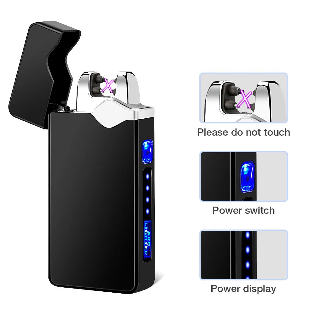 Электрическая двухдуговая Зажигалка USB перезаряжаемая ветрозащитная