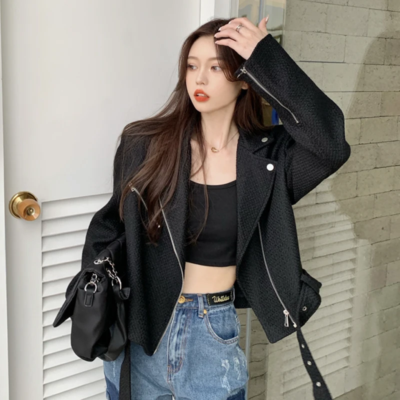 Women Jacket Autumn 2021 New Style Korean Fashion Wild Ins Style Lapel Button Zipper Design Solid Color Short Jacket Jackets
Women Jacket Autumn 2021 New Style Korean Fashion Wild Ins Style Lapel Button Zipper Design Solid Color Short Jacket Jackets