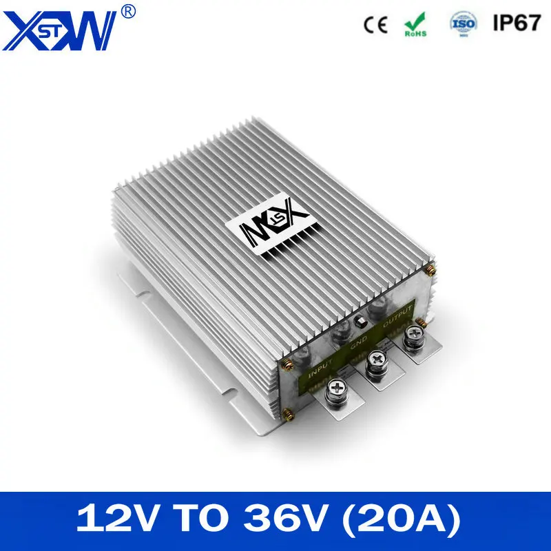 

XWST High Quality Step-up DC DC Converter 12V to 36V 20A Waterproof Boost Module Power Converters CE RoHS For Car