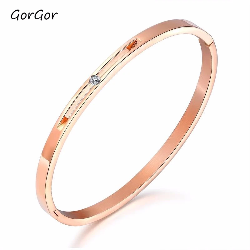GorGor Japanese And Korean Fashion Style Exquisite Rose-plated Gold Titanium Steel Fashion Inlaid Zircon Womens Bracelet 917
GorGor Japanese And Korean Fashion Style Exquisite Rose-plated Gold Titanium Steel Fashion Inlaid Zircon Womens Bracelet 917