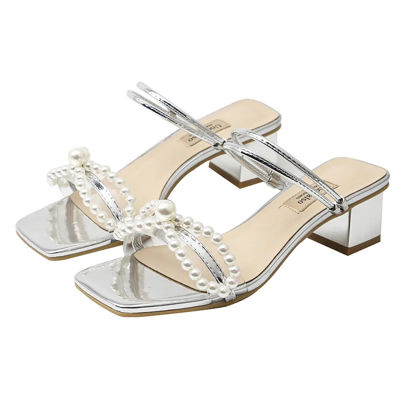 2021 Summer High Heels Sandals Bowknot Prom Pearl Thick Heels Square Toe Sandals Sweet Lady Party Shoes Fashion Pearl Slippers
2021 Summer High Heels Sandals Bowknot Prom Pearl Thick Heels Square Toe Sandals Sweet Lady Party Shoes Fashion Pearl Slippers
