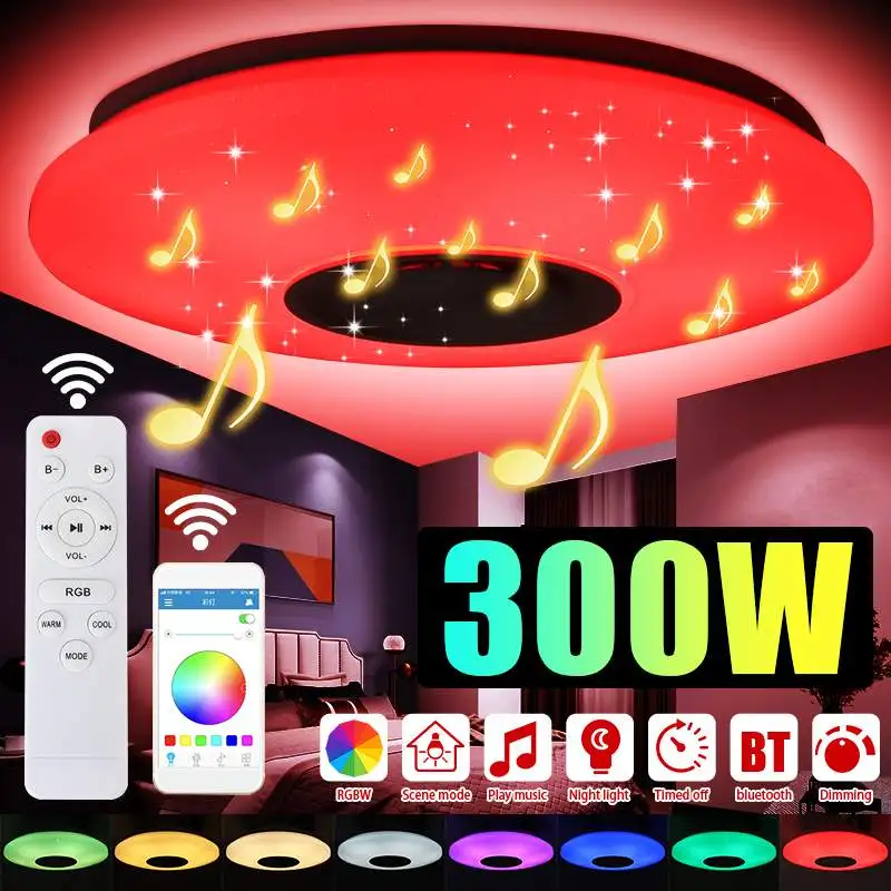 300W 102 LED RGB Ceiling Light AC220V bluetooth Music Speaker Lamp Remote+APP Control Dimmable Modern Smart Home Party Light
300W 102 LED RGB Ceiling Light AC220V bluetooth Music Speaker Lamp Remote+APP Control Dimmable Modern Smart Home Party Light