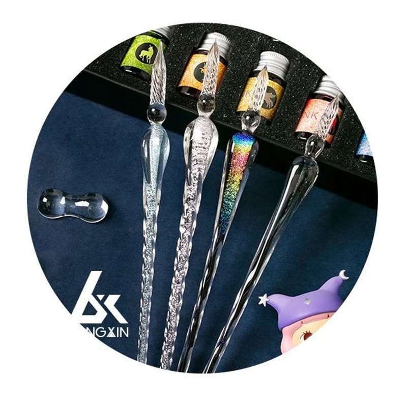 Crystal Glass Pen Starry Sky Dip Pen Glitter Powder Fountain Pen 12 Colors Ink Gift Box Set Writing Supplies
Crystal Glass Pen Starry Sky Dip Pen Glitter Powder Fountain Pen 12 Colors Ink Gift Box Set Writing Supplies