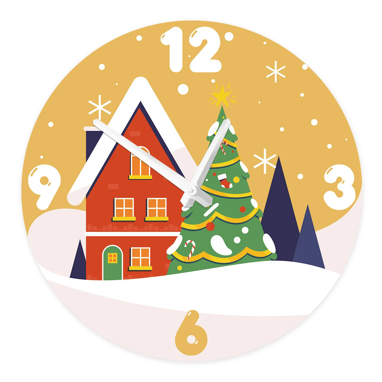 Cartoon Style Children Room Silent Non-Ticking Wooden Wall Clock Christmas Tree and Red House Round Wood Wall Clock Home Decor
Cartoon Style Children Room Silent Non-Ticking Wooden Wall Clock Christmas Tree and Red House Round Wood Wall Clock Home Decor
