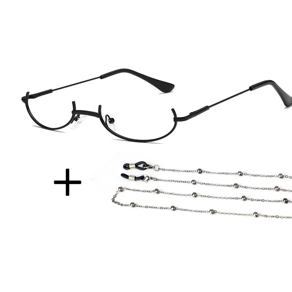 Универсальные простые очки в полуоправе + цепочка японском стиле без линзы