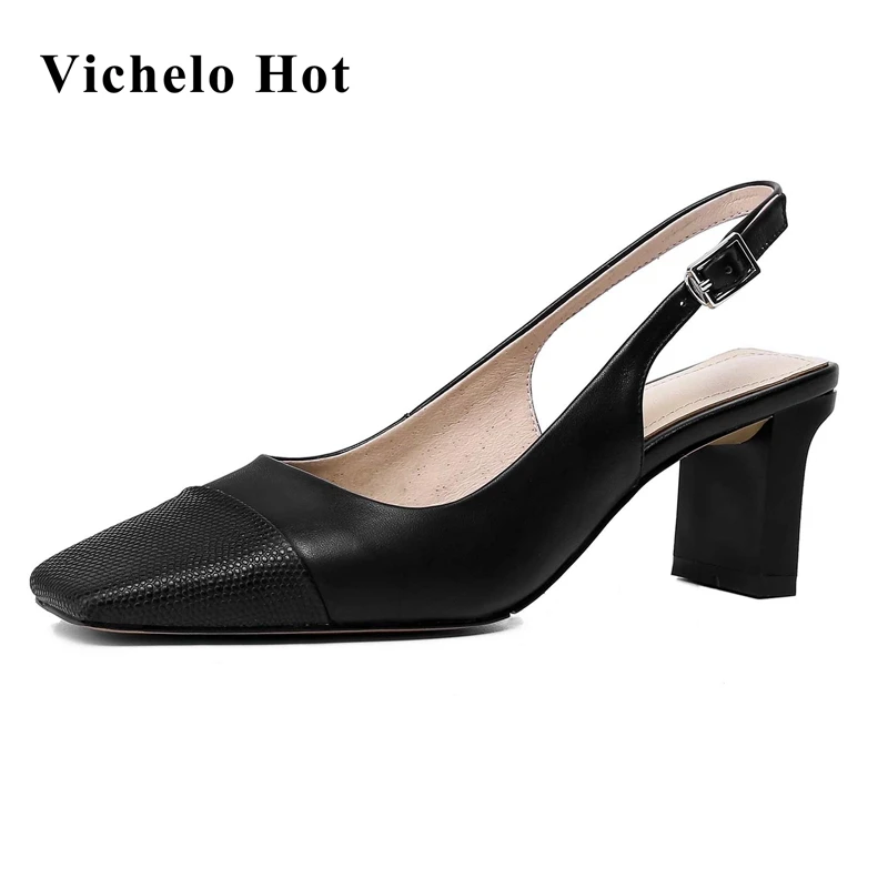 Vichelo Hot new genuine leather square toe high heels shallow vintage European style solid buckle straps women sandals shoes L28 
Vichelo Hot new genuine leather square toe high heels shallow vintage European style solid buckle straps women sandals shoes L28