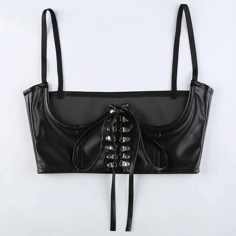 2021New Gothic PU Leather Strappy Corset Women Lace Up Crop Top Punk Style Sling Shapewear Bustiers Tops
2021New Gothic PU Leather Strappy Corset Women Lace Up Crop Top Punk Style Sling Shapewear Bustiers Tops