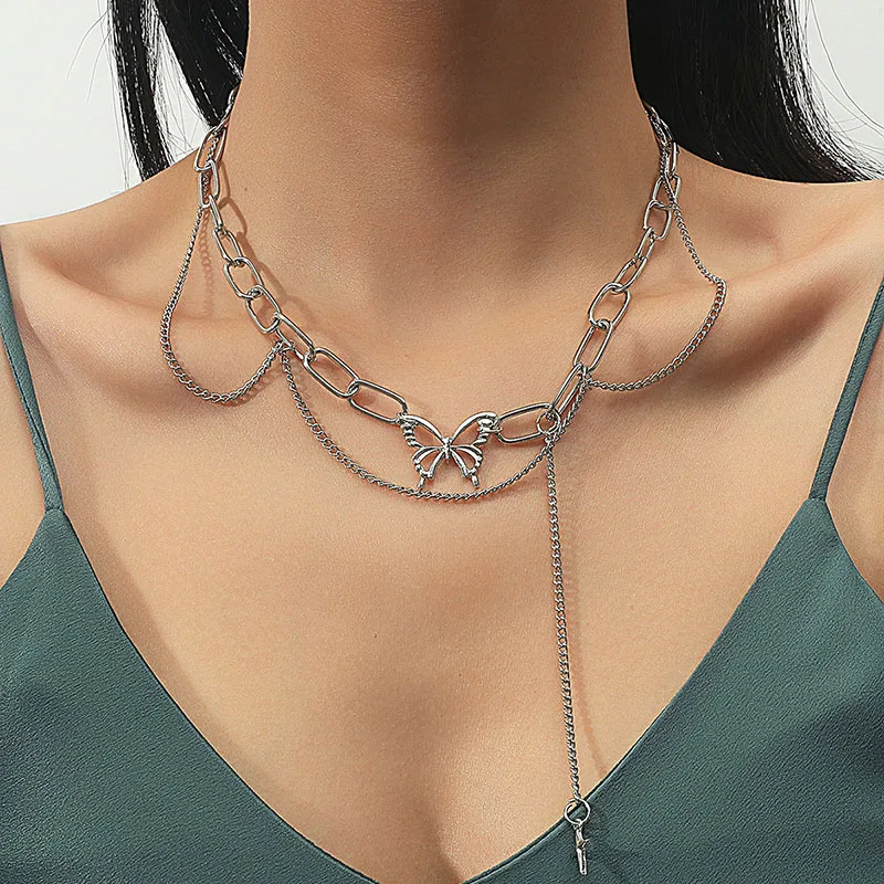 Simple Punk Stainless Steel Silver Color Butterfly Necklace Hip-Hop Personality Star Clavicle Chain for Women Jewelry Gifts
Simple Punk Stainless Steel Silver Color Butterfly Necklace Hip-Hop Personality Star Clavicle Chain for Women Jewelry Gifts