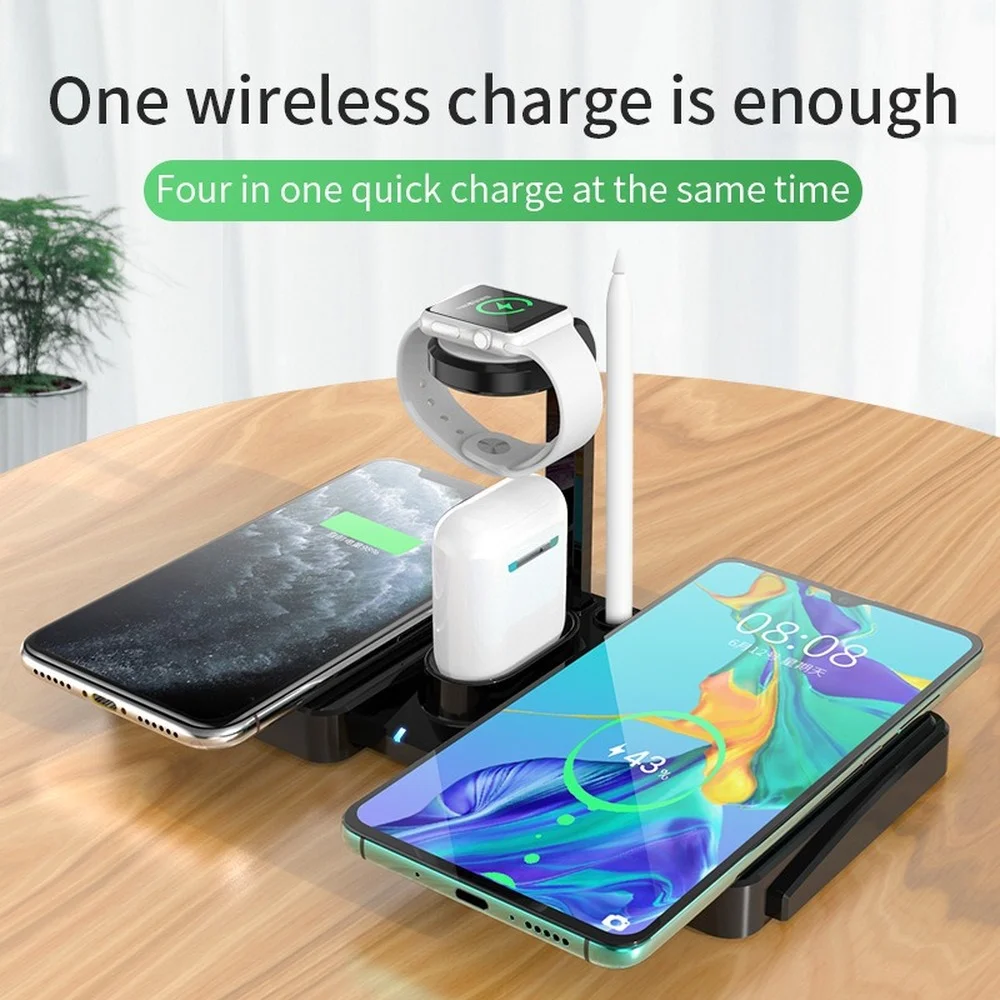 10W Qi Fast Wireless Charger Stand For iPhone 12 12ProMax 11 XR X 8 for Apple Watch 4 in 1 Charging Dock Station for Airpods Pro
10W Qi Fast Wireless Charger Stand For iPhone 12 12ProMax 11 XR X 8 for Apple Watch 4 in 1 Charging Dock Station for Airpods Pro