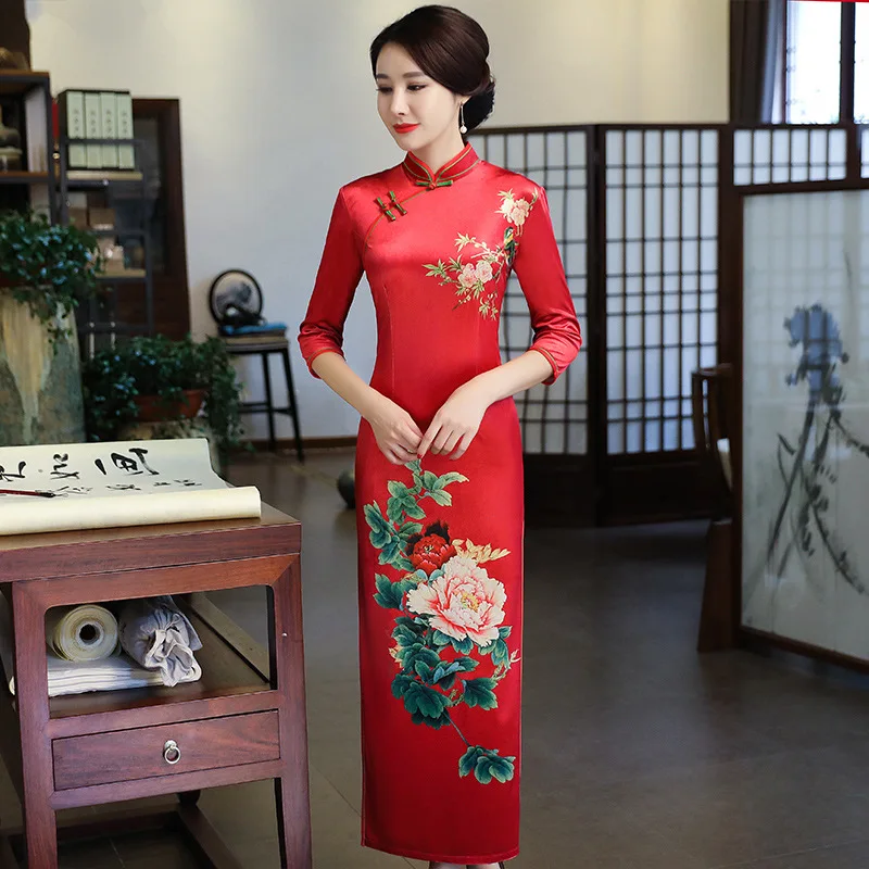 Velvet Long Qipao Chinese Traditional Evening Dress Cheongsam Elegant китайское платье Slim Daily Ципао Party Banquet Wear плат
Velvet Long Qipao Chinese Traditional Evening Dress Cheongsam Elegant китайское платье Slim Daily Ципао Party Banquet Wear плат