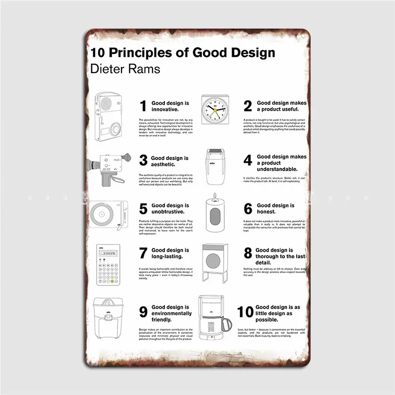 10 Principles Of Good Design Metal Plaque Poster Mural Painting Bar Cave Customize Club Tin Sign Poster 
10 Principles Of Good Design Metal Plaque Poster Mural Painting Bar Cave Customize Club Tin Sign Poster