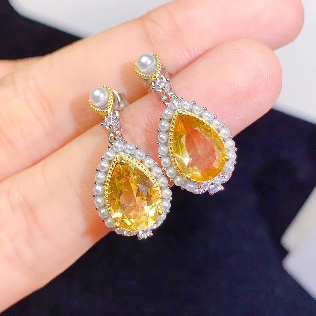 Luxury 100% 925 Sterling Silver Pear Cut Natural Citrine Pearl Gemstone Party Drop Dangle Earrings Studs Fine Jewelry Wholesale 
Luxury 100% 925 Sterling Silver Pear Cut Natural Citrine Pearl Gemstone Party Drop Dangle Earrings Studs Fine Jewelry Wholesale