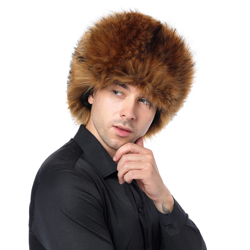Russian Cold-proof Bomber Hats Synthetic Leather Winter Hat Man Suitable For Cold Weather Warm Hat Earmuffs Gorras Hombre Gorro 
Russian Cold-proof Bomber Hats Synthetic Leather Winter Hat Man Suitable For Cold Weather Warm Hat Earmuffs Gorras Hombre Gorro