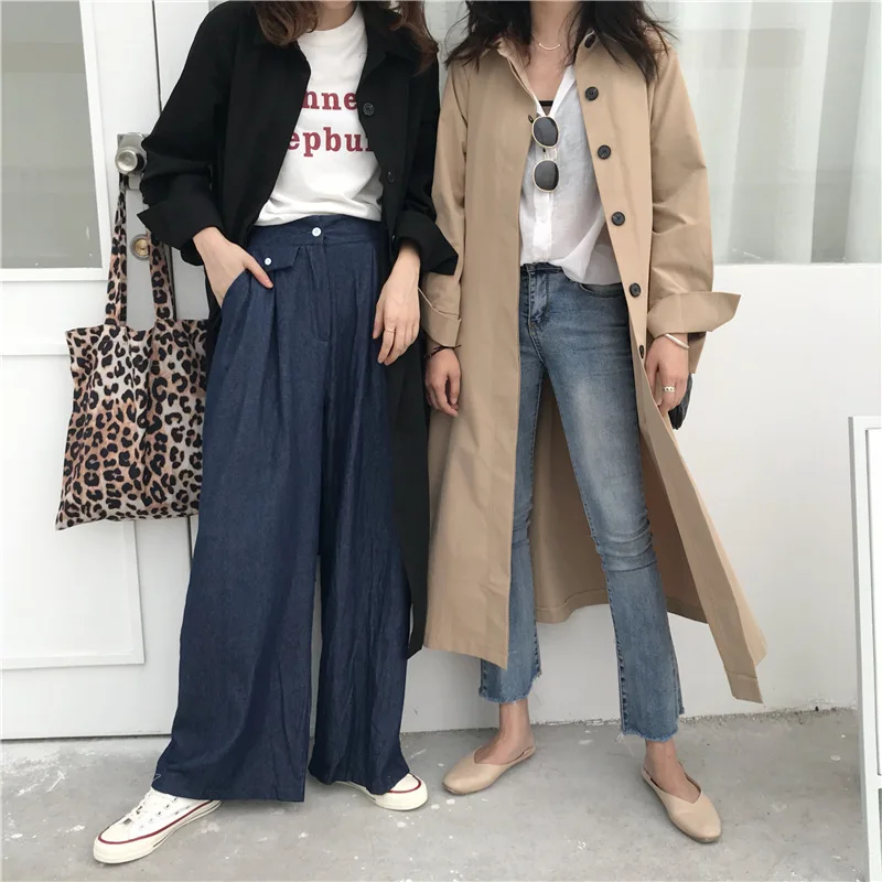 Korean Trench Coat Female Outerwear Summer Windbreaker Long-gown Loose Thin Coat Single-breasted Long Sleeved Shirts Coat Women
Korean Trench Coat Female Outerwear Summer Windbreaker Long-gown Loose Thin Coat Single-breasted Long Sleeved Shirts Coat Women