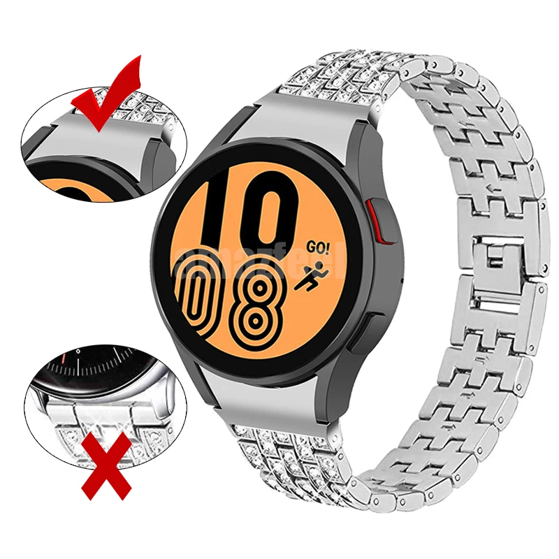 20mm Diamond Metal Watchbands For Samsung Galaxy Watch 4 Classic 42mm 46mm Curved end Bracelet Stainless steel Strap Connector
20mm Diamond Metal Watchbands For Samsung Galaxy Watch 4 Classic 42mm 46mm Curved end Bracelet Stainless steel Strap Connector