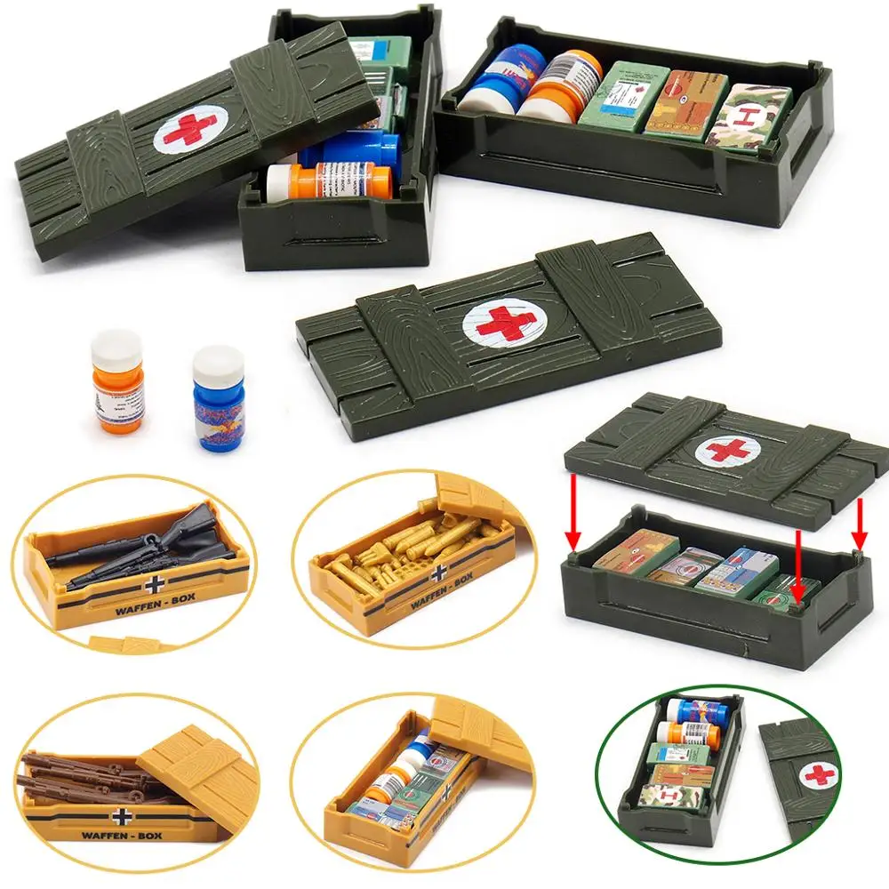 Military Figures Mini Material Box Special Force Building Block Moc Army Armed Box WW2 City Supply Box Model Boy Gift Child Toys
Military Figures Mini Material Box Special Force Building Block Moc Army Armed Box WW2 City Supply Box Model Boy Gift Child Toys