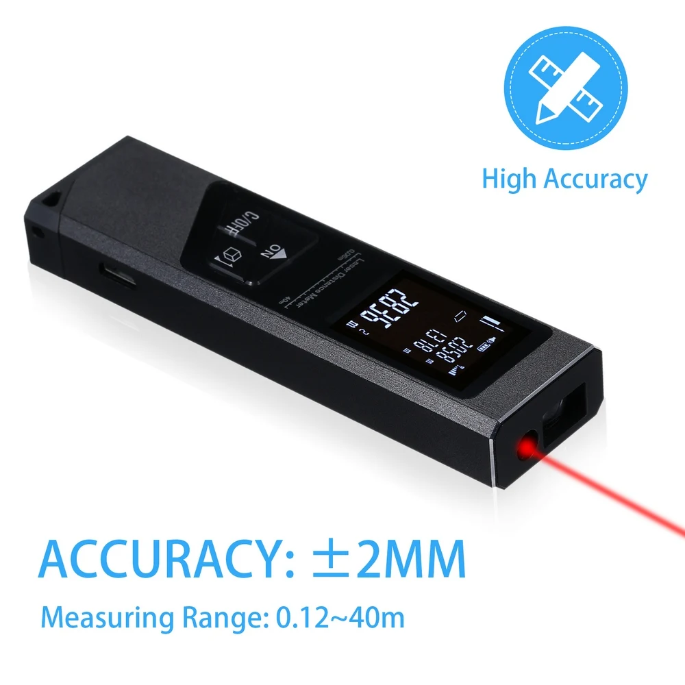 

40 м ручной лазерный сканер штрих кода расстояние, цифровой прибор для измерения уровня зарядка через USB дальномер профессионального лазерн...