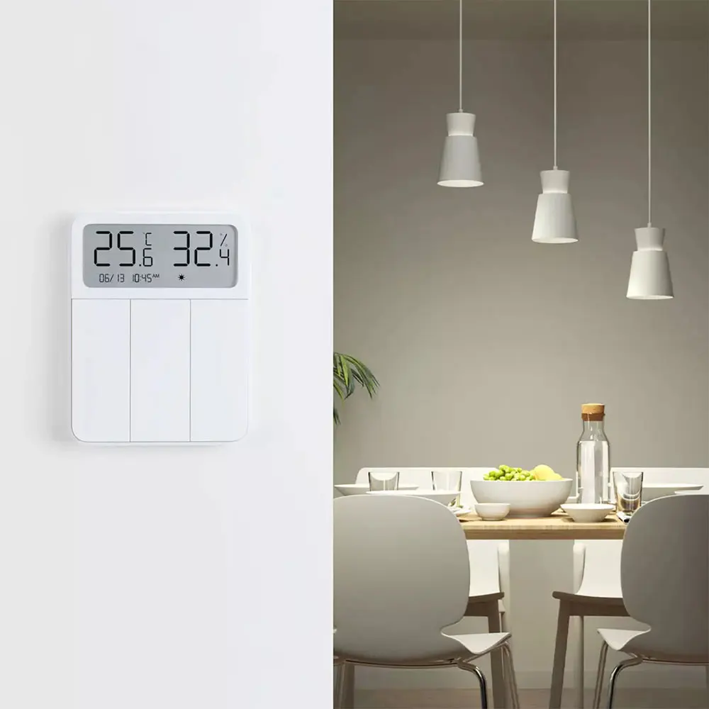 Original Xiaomi Mijia Smart Wireless Wall Switch 3 Key Switchs Remote Control With Temperature and Humidity LCD Digital Screen
Original Xiaomi Mijia Smart Wireless Wall Switch 3 Key Switchs Remote Control With Temperature and Humidity LCD Digital Screen