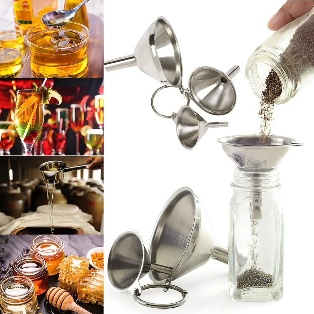 3PCS Stainless Steel Funnel Durable Oil Liquid Funnel Metal Funnel With Detachable Filter Wide Mouth For Canning Kitchen Tools
3PCS Stainless Steel Funnel Durable Oil Liquid Funnel Metal Funnel With Detachable Filter Wide Mouth For Canning Kitchen Tools