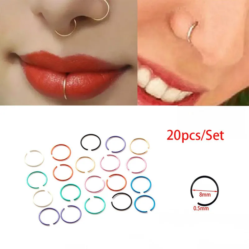 20pcs Fashion Nose Piercing Ear C-shaped Stainless Steel Nose Ring Hoop Human Body Piercing Lip Nail Women's Jewelry Wholesale
20pcs Fashion Nose Piercing Ear C-shaped Stainless Steel Nose Ring Hoop Human Body Piercing Lip Nail Women's Jewelry Wholesale