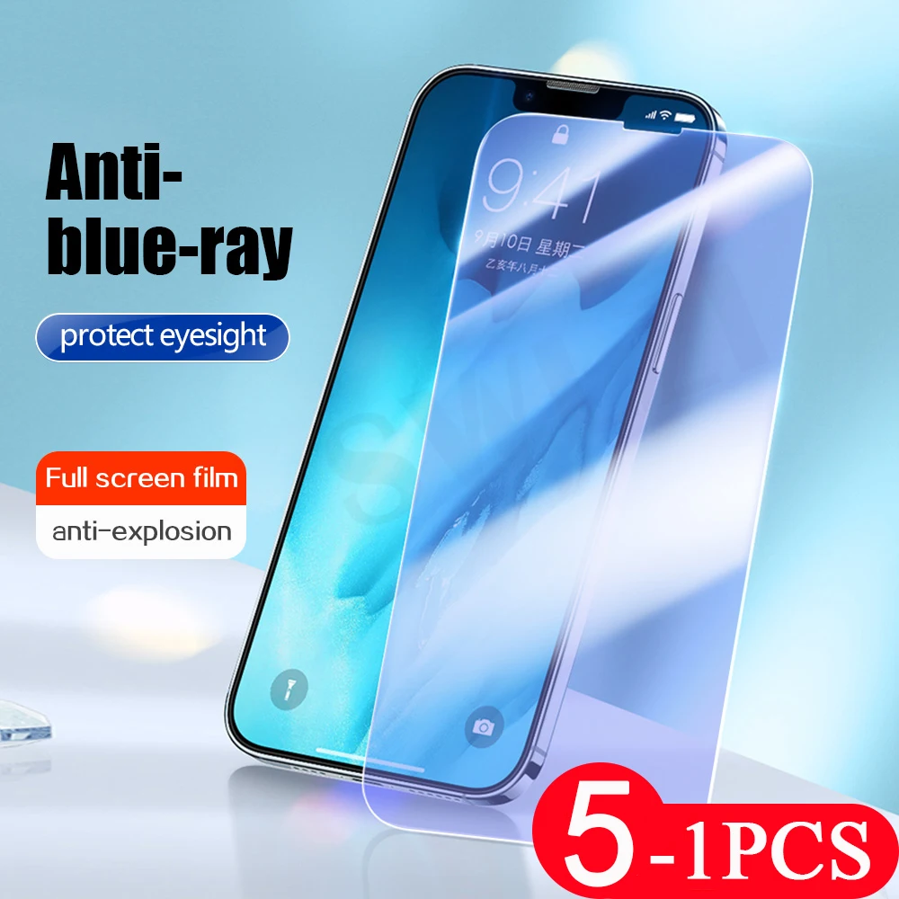 5-1Pcs Anti Blue Light for iphone 11 Pro 13 12 Mini X XS Max XR SE 2020 8 7 6 6s Plus Tempered Glass Phone Screen Protector Film 
5-1Pcs Anti Blue Light for iphone 11 Pro 13 12 Mini X XS Max XR SE 2020 8 7 6 6s Plus Tempered Glass Phone Screen Protector Film
