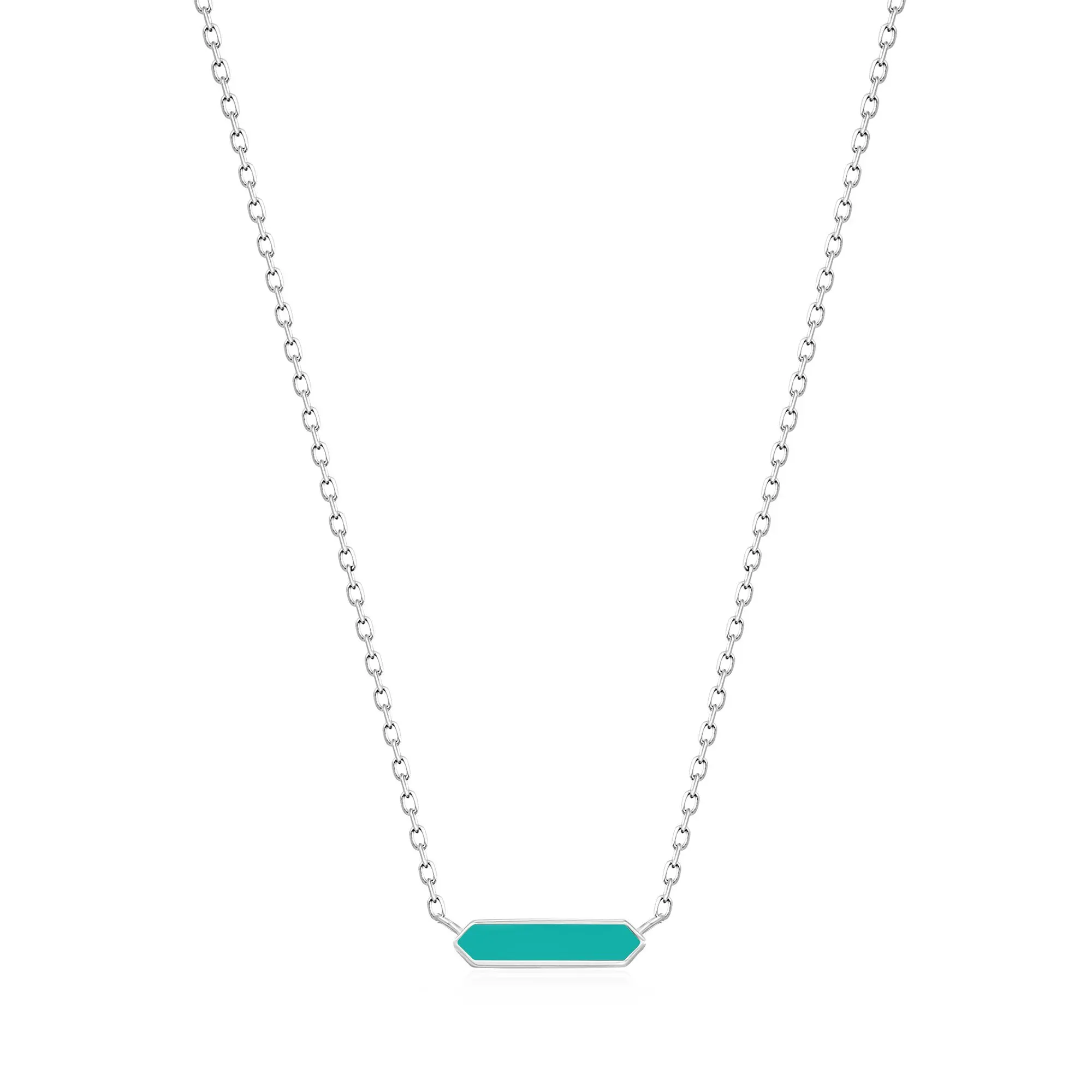 

MANI E PIEDI Teal Enamel Bar Silver Color Pendant Necklace For Women Luxury Copper Choker 2021 New Trend Christmas Gift Jewelry