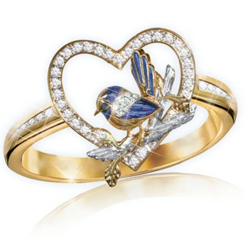 Gu Li Creative Enamel Bird Sparrow Rings For Women Unique Gold Color Heart Shape Inlay Zirconia Rings Anniversary Jewelry
Gu Li Creative Enamel Bird Sparrow Rings For Women Unique Gold Color Heart Shape Inlay Zirconia Rings Anniversary Jewelry