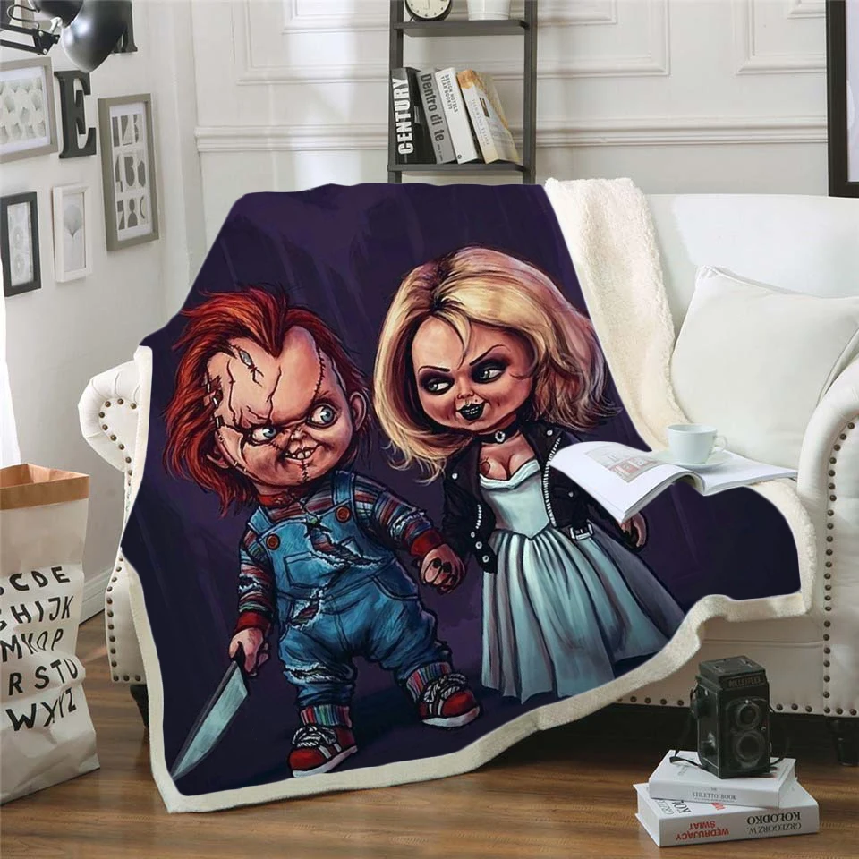 Latest horror movie child of play character chucky blanket gothic sherpa fleece wearable throw blanket microfiber bed brushes
Latest horror movie child of play character chucky blanket gothic sherpa fleece wearable throw blanket microfiber bed brushes