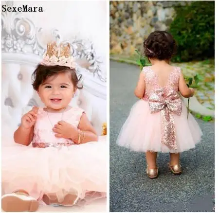 Pink A-Line Puffy Tulle Lace Sequins Baby Girls Clothes Kids First Birthday Dress with Bow High Quality Custom Made
Pink A-Line Puffy Tulle Lace Sequins Baby Girls Clothes Kids First Birthday Dress with Bow High Quality Custom Made