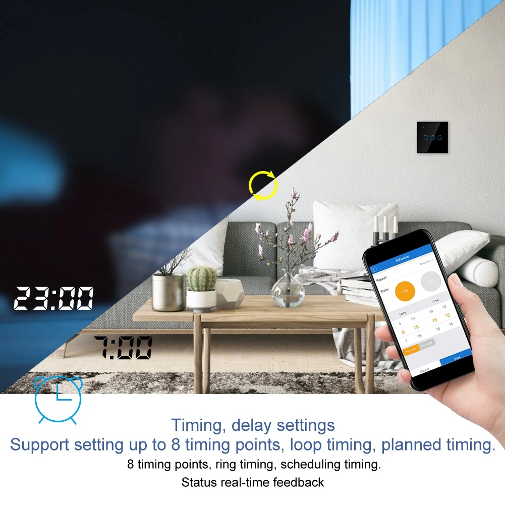 95-240V 1/2/3 Gang Smart WIFI Wireless Touch Switch Panel EU Standard Switch Remote APP Control (Black EU Plug)
95-240V 1/2/3 Gang Smart WIFI Wireless Touch Switch Panel EU Standard Switch Remote APP Control (Black EU Plug)