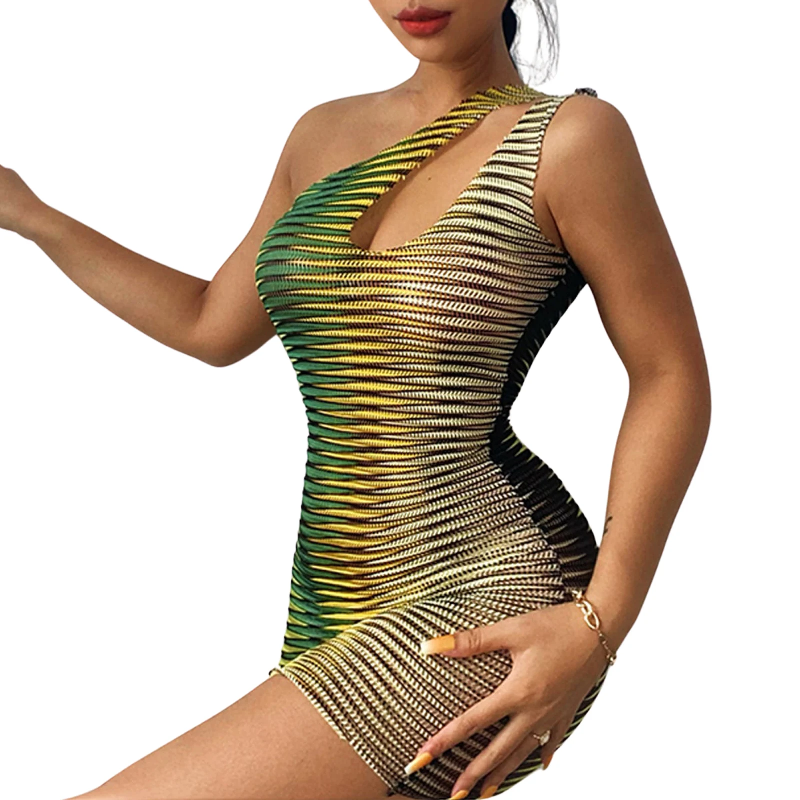 Женское облегающее платье Y2K, летнее Полосатое платье без рукавов с наклонным плечом для женщин, S/M/L 
Женское облегающее платье Y2K, летнее Полосатое платье без рукавов с наклонным плечом для женщин, S/M/L