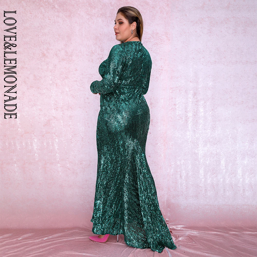 LOVE&LEMONADE Sexy Plus Size Green 0-Neck Elastic Pleated Sequins Fishtail Shape Party Mix Dress LM81320PLUS
LOVE&LEMONADE Sexy Plus Size Green 0-Neck Elastic Pleated Sequins Fishtail Shape Party Mix Dress LM81320PLUS