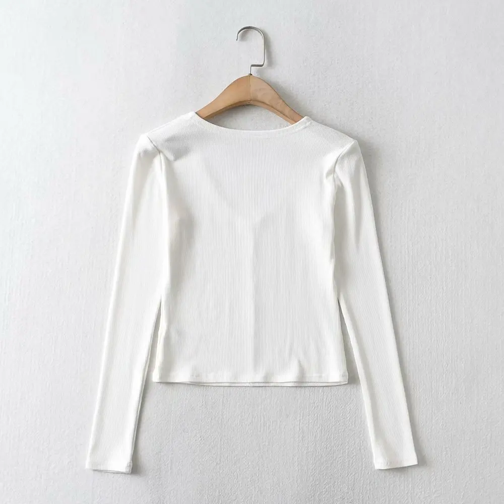 2021 Spring New Women's Fashion Solid Color Slim High Waist T-shirt Women's Top Pullover Short V-neck Casual Long Sleeve Full
2021 Spring New Women's Fashion Solid Color Slim High Waist T-shirt Women's Top Pullover Short V-neck Casual Long Sleeve Full