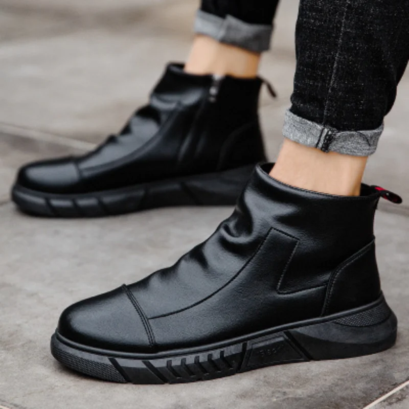 2021 New High-topleather Boots Men's Shoes Autumn and Winter British Style Side Zipper Thick-soled Motorcycle Short Boots Hot
2021 New High-topleather Boots Men's Shoes Autumn and Winter British Style Side Zipper Thick-soled Motorcycle Short Boots Hot