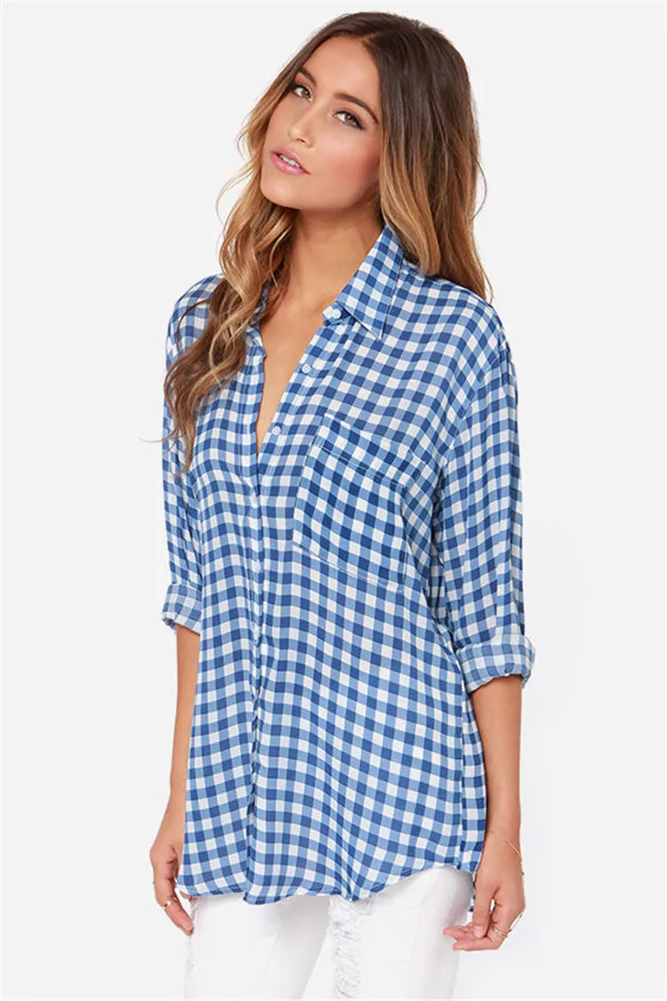 Style Women Plaid Blouse V-neck Long Sleeve Printed Printing Womens Top Shirt Top Cute Female Ladies Clothing
Style Women Plaid Blouse V-neck Long Sleeve Printed Printing Womens Top Shirt Top Cute Female Ladies Clothing
