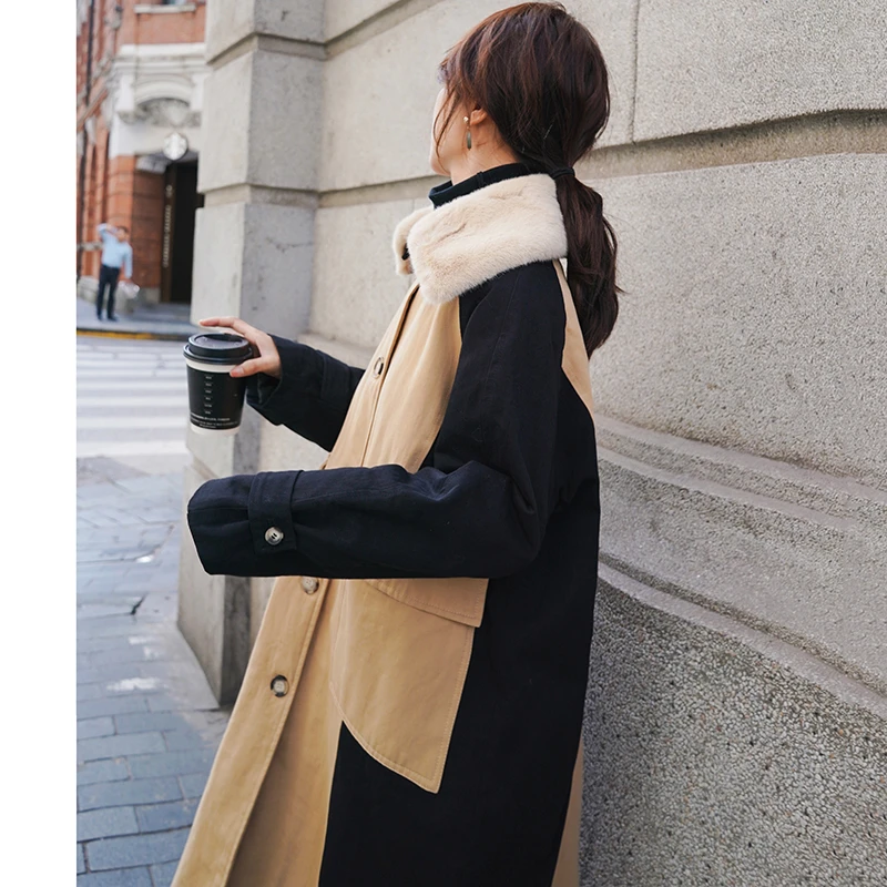 Unua amo Winter Jacket Women Long Fashion Hit Color Spliced Design Warm Fluff Collar Windbreaker Quilted Coat Female YY099A 
Unua amo Winter Jacket Women Long Fashion Hit Color Spliced Design Warm Fluff Collar Windbreaker Quilted Coat Female YY099A