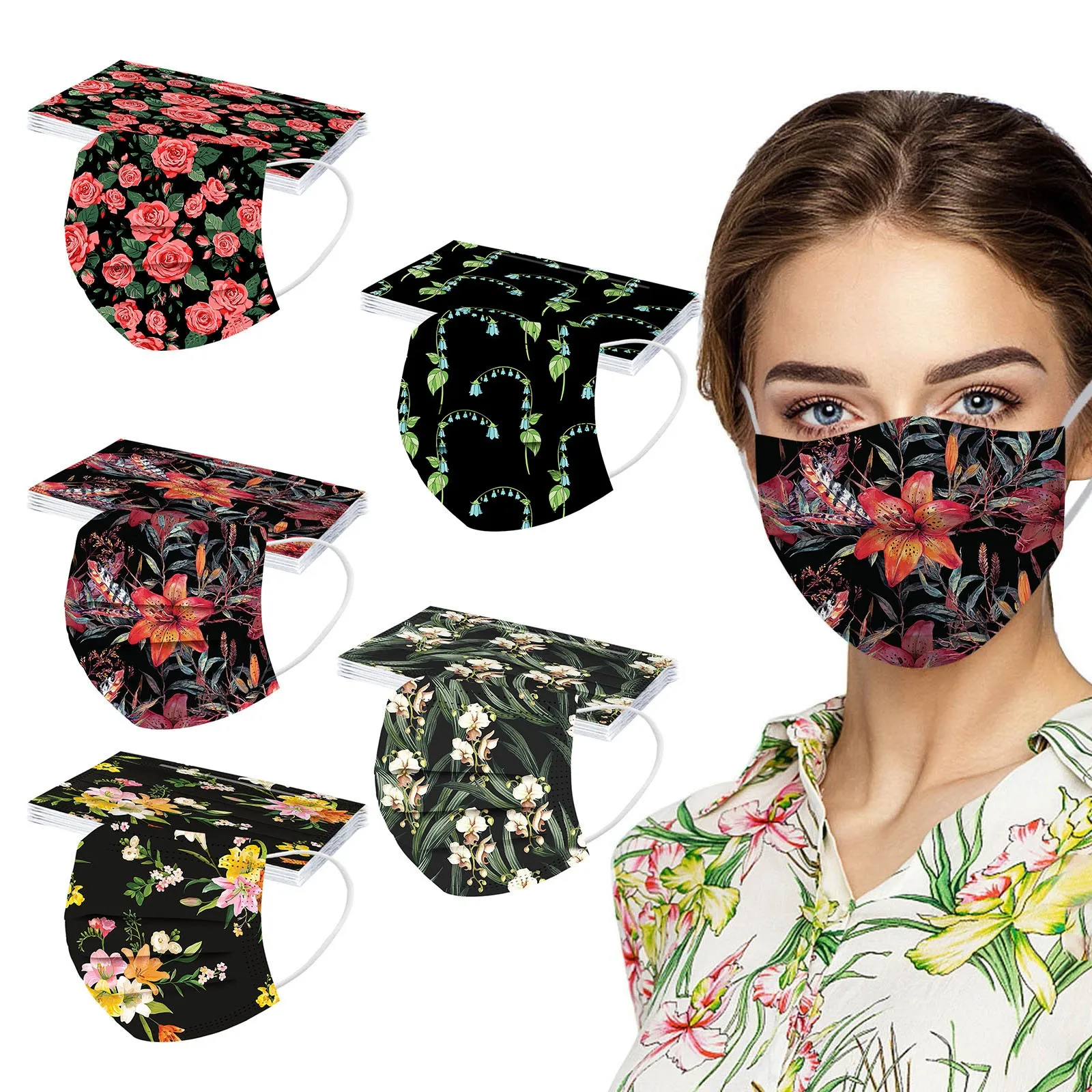 10pcs Navidad Mascarillas Adult's Flowers Print Face Mask Disposable Mask Mascarillas 3ply Earhook Masque Jetables Mascherine
10pcs Navidad Mascarillas Adult's Flowers Print Face Mask Disposable Mask Mascarillas 3ply Earhook Masque Jetables Mascherine