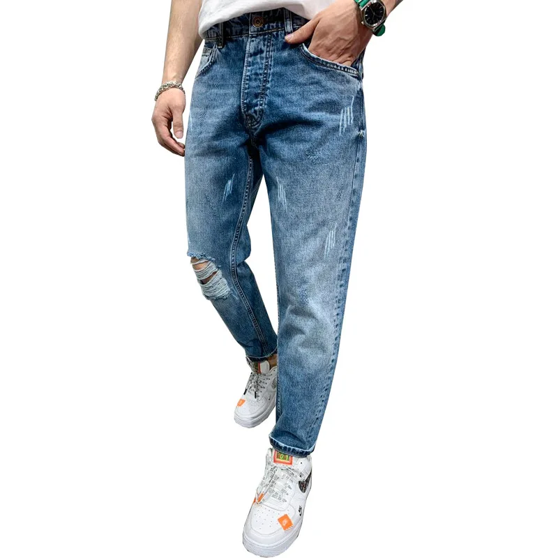 2020 Men's Jeans New Hole Slim Trousers Denim Elastic Skinny Cotton Male Personality Male Pencil Pants Pants Jeans Men
2020 Men's Jeans New Hole Slim Trousers Denim Elastic Skinny Cotton Male Personality Male Pencil Pants Pants Jeans Men