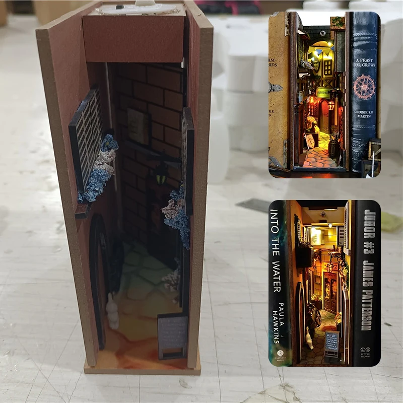 Home Bookshelf Retro Wooden Insert Book Stand Kits with LED Light Decoration Art Desk Ornaments Miniature Model Handmade
Home Bookshelf Retro Wooden Insert Book Stand Kits with LED Light Decoration Art Desk Ornaments Miniature Model Handmade