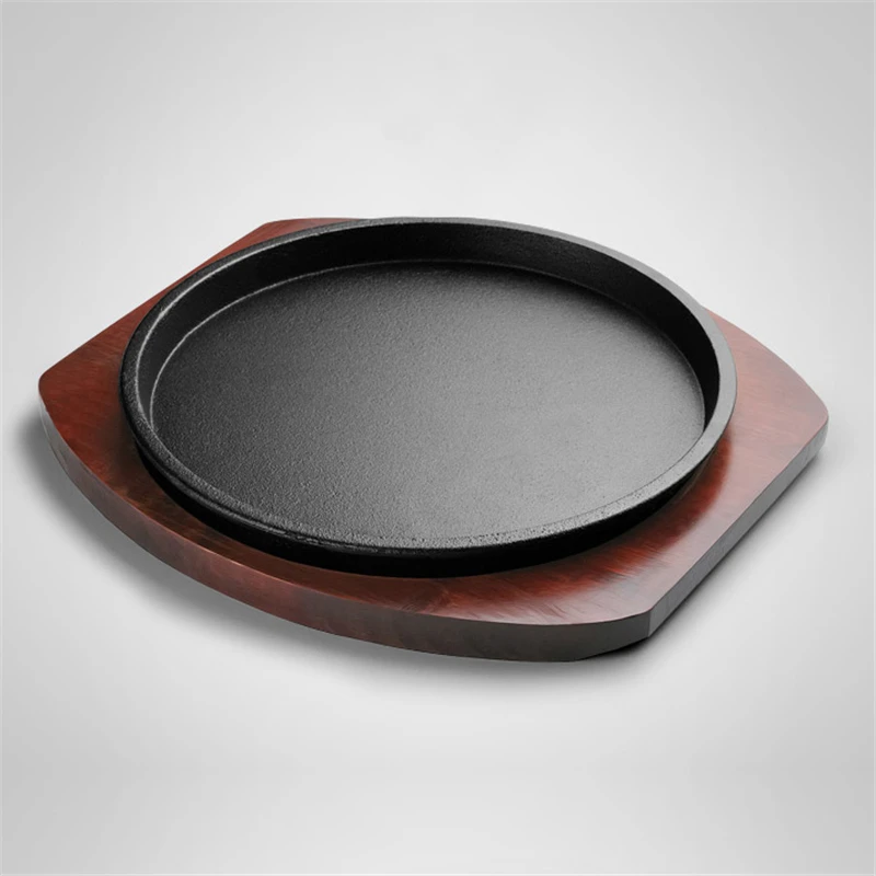 Круглая железная тарелка для дома Корейская жареного стейка барбекю чугунная